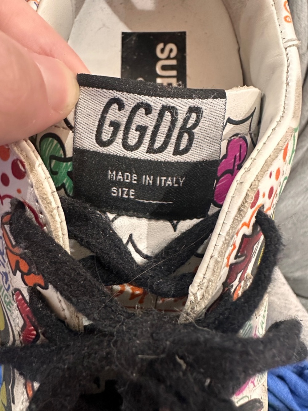 Golden Goose Graffiti Lace-Up Sneakers - Black Laces VGUC slight creasing - Picture 9 of 14